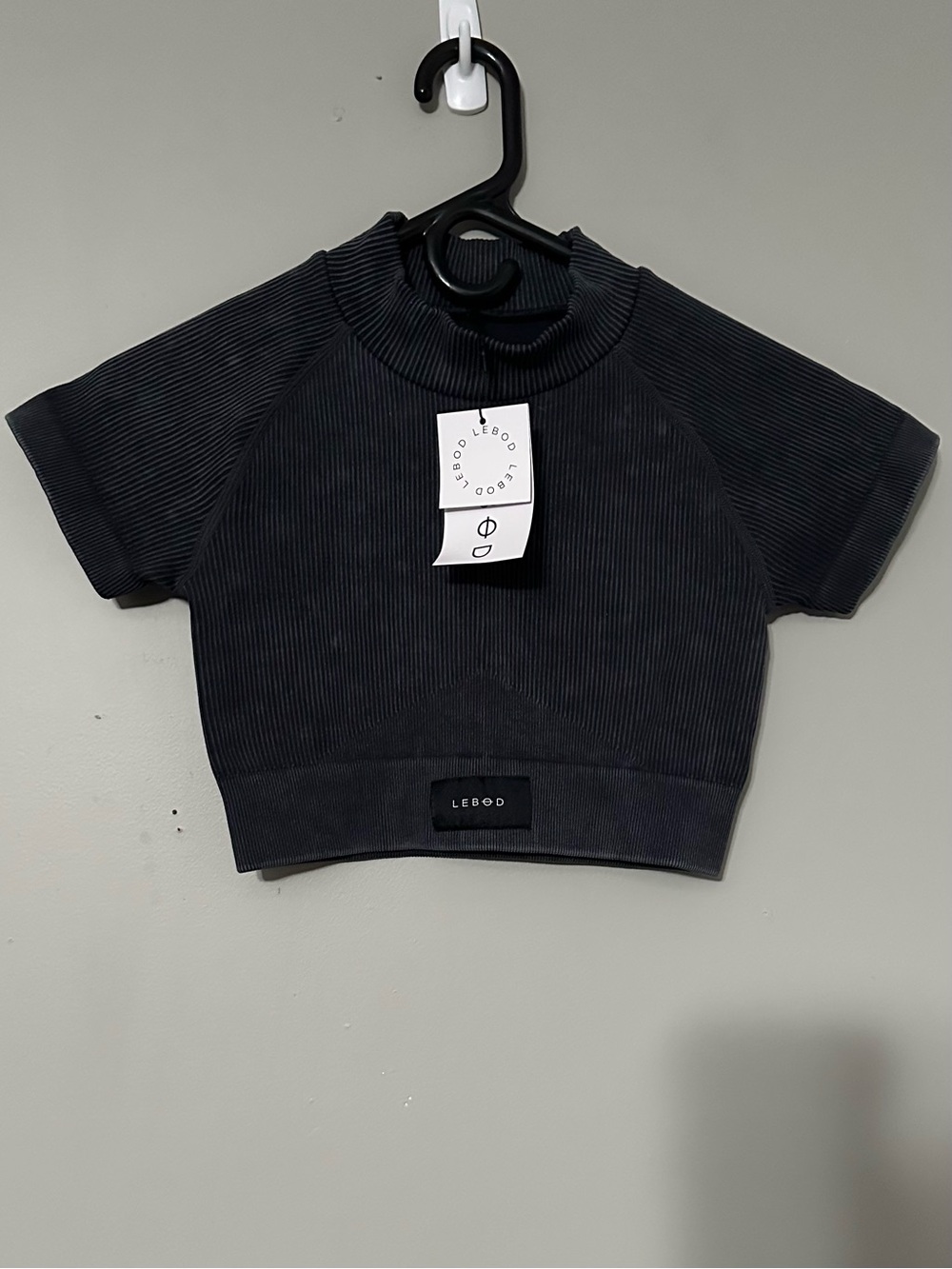 NWT Lebod charcoal grey ribbed crop top